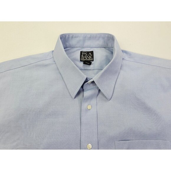 Jos. A. Bank Travelers Collection Size 18-34 Mens Blue Long Sleeve Cotton Shirt - Picture 5 of 8